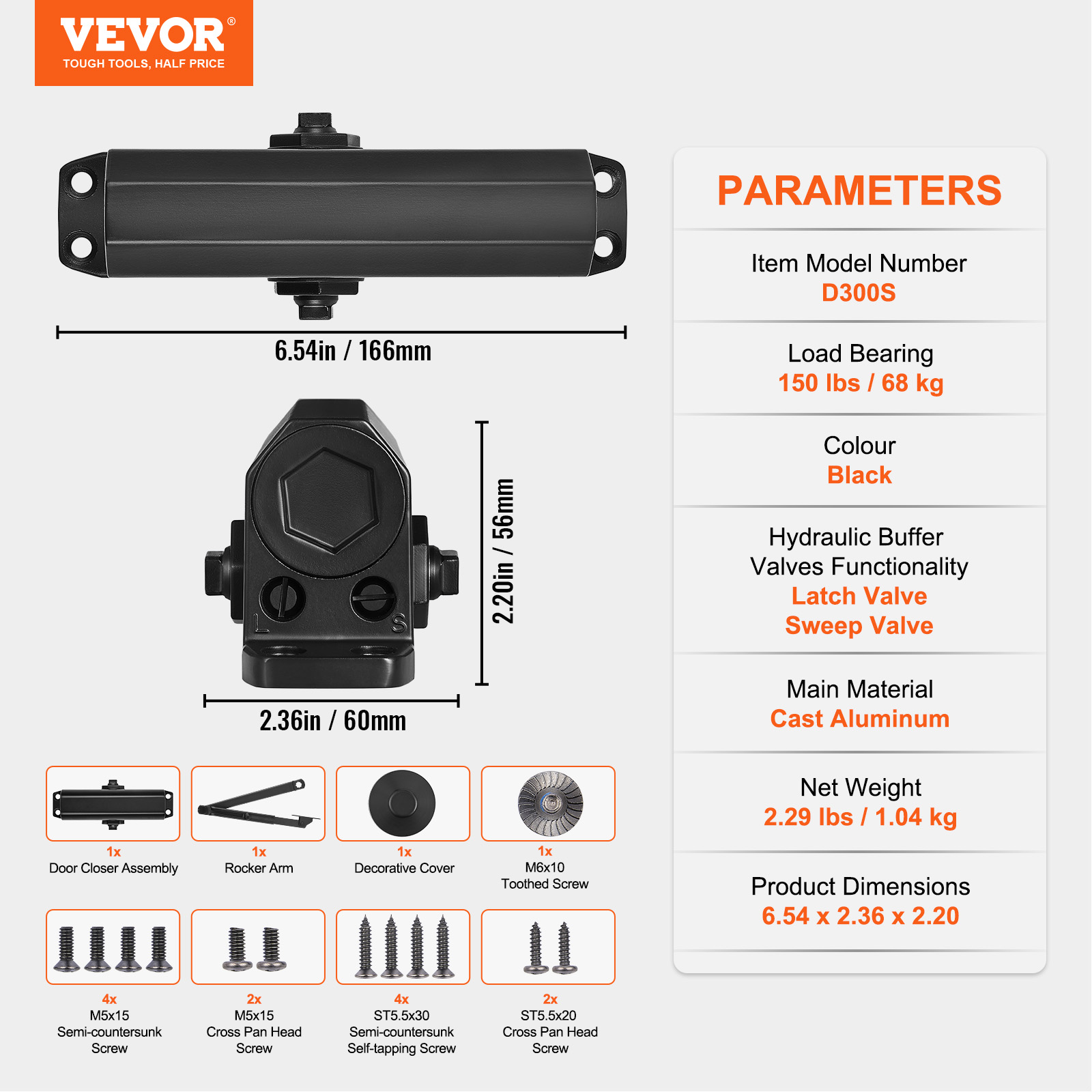 VEVOR 100-330lbs Commercial Door Closer Heavy Duty Residential Hydraulic Auto - Picture 21 of 122