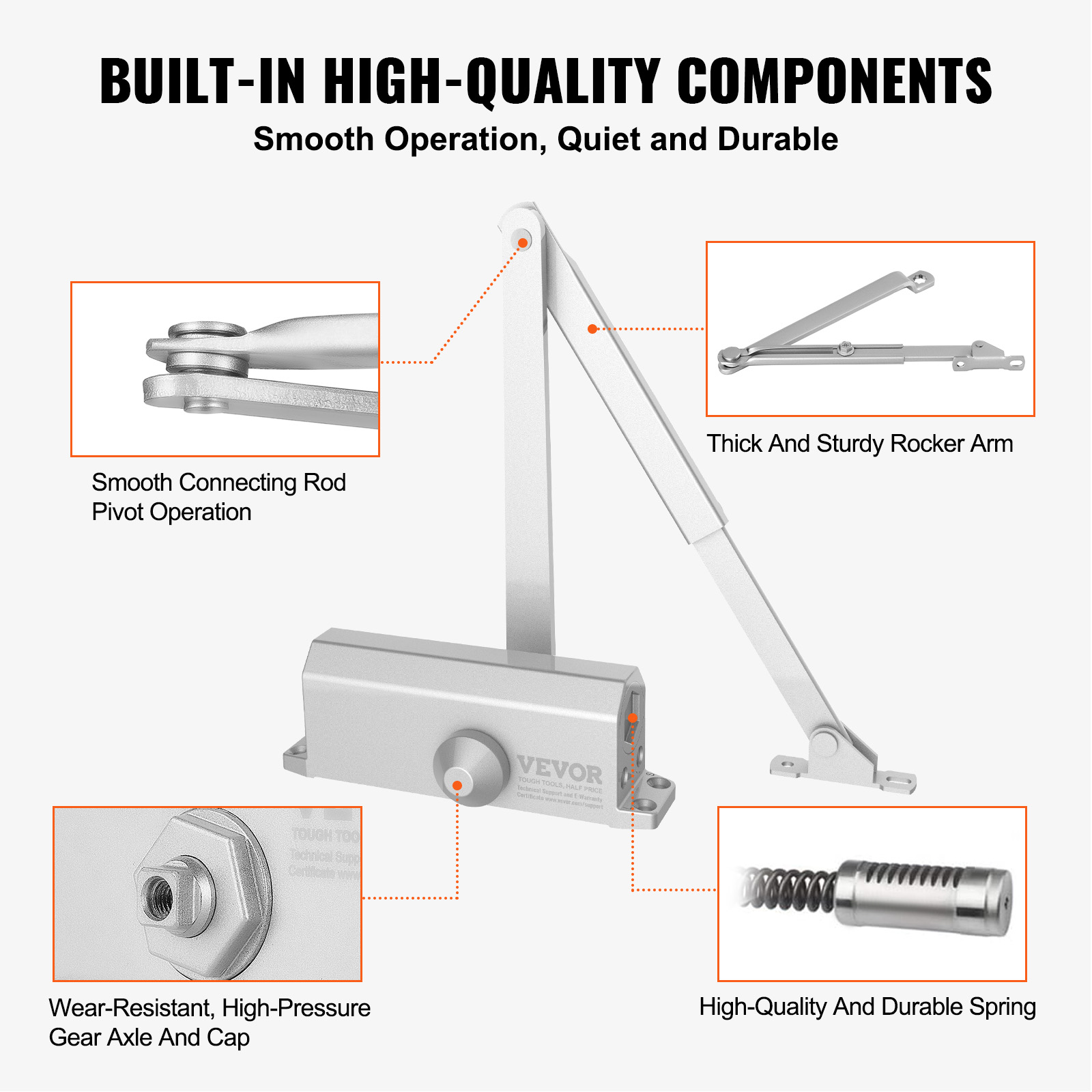 VEVOR 100-330lbs Commercial Door Closer Heavy Duty Residential Hydraulic Auto