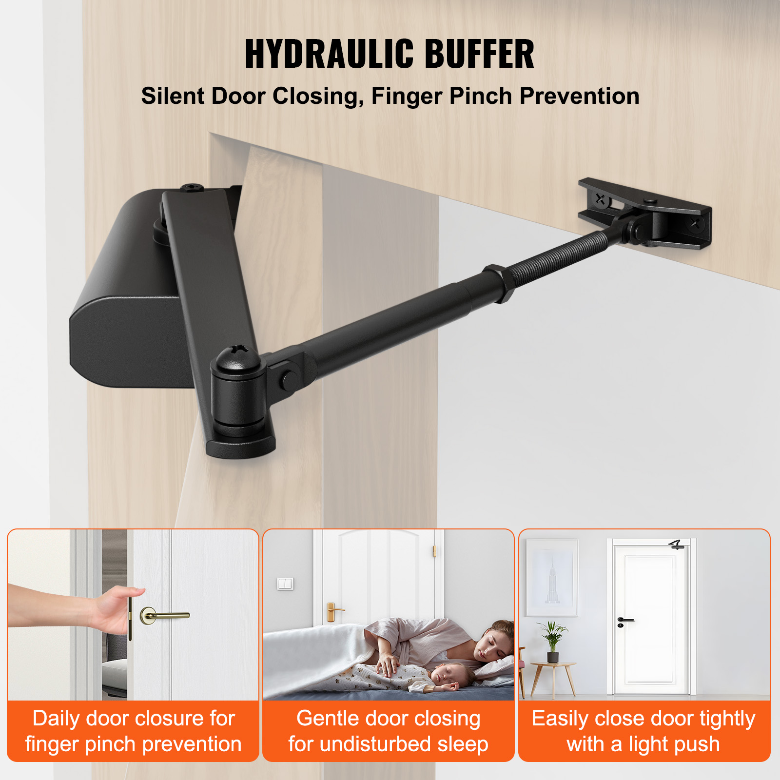 VEVOR 100-330lbs Commercial Door Closer Heavy Duty Residential Hydraulic Auto - Picture 29 of 122