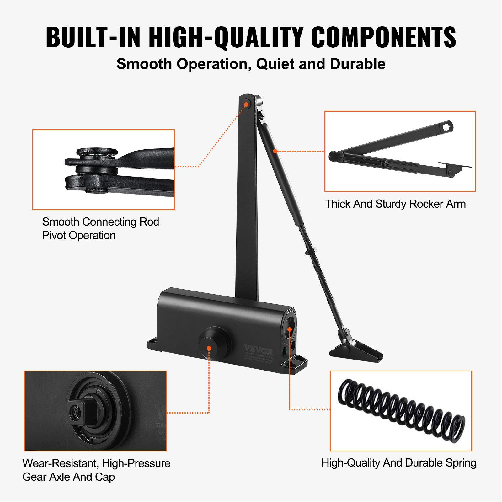 VEVOR 100-330lbs Commercial Door Closer Heavy Duty Residential Hydraulic Auto - Picture 32 of 122