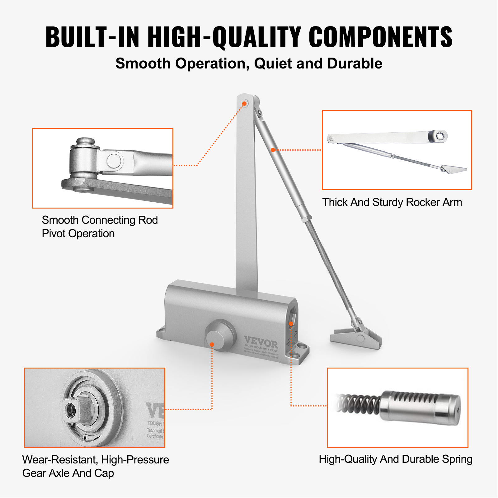 VEVOR 100-330lbs Commercial Door Closer Heavy Duty Residential Hydraulic Auto - Picture 92 of 122