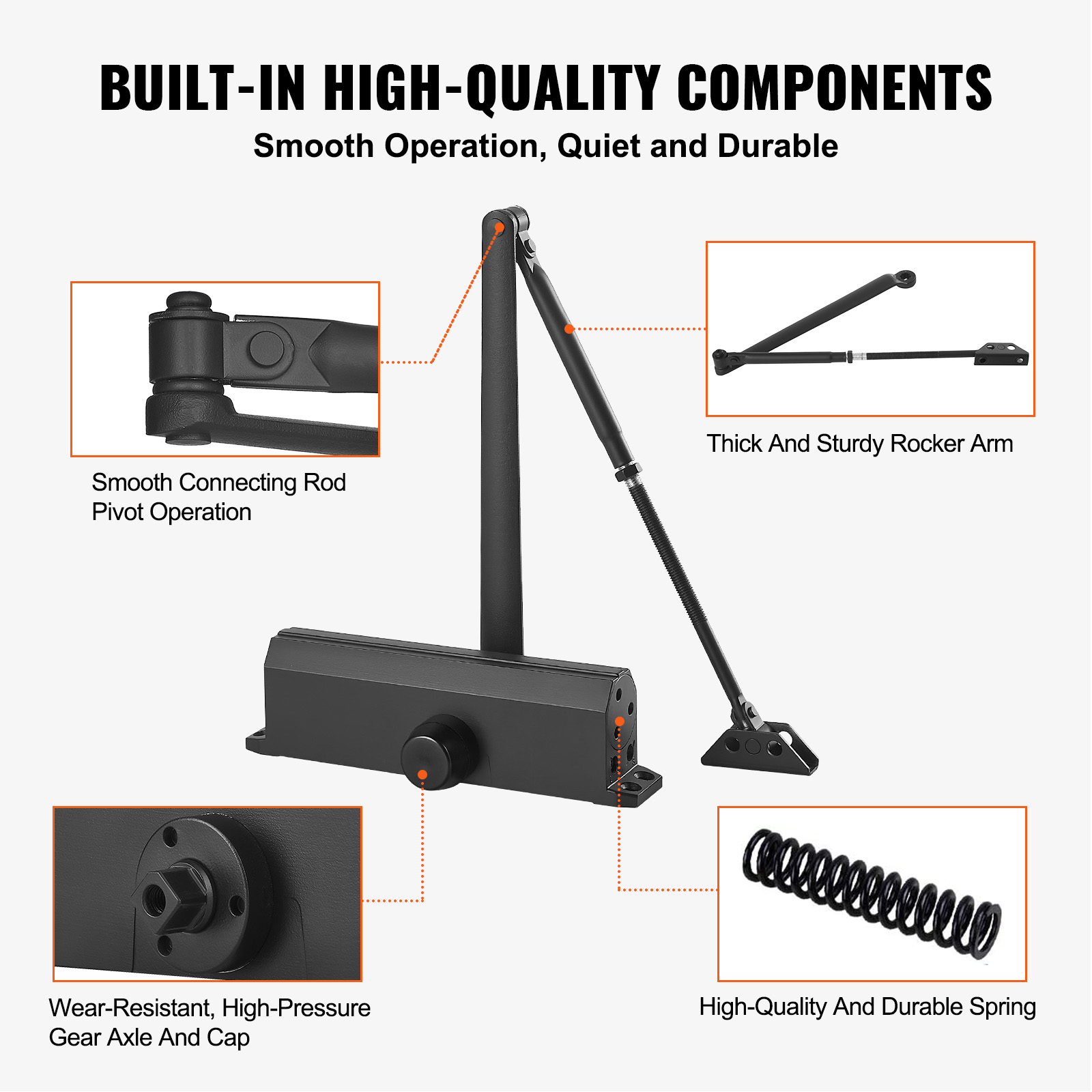 VEVOR 100-330lbs Commercial Door Closer Heavy Duty Residential Hydraulic Auto - Picture 80 of 122