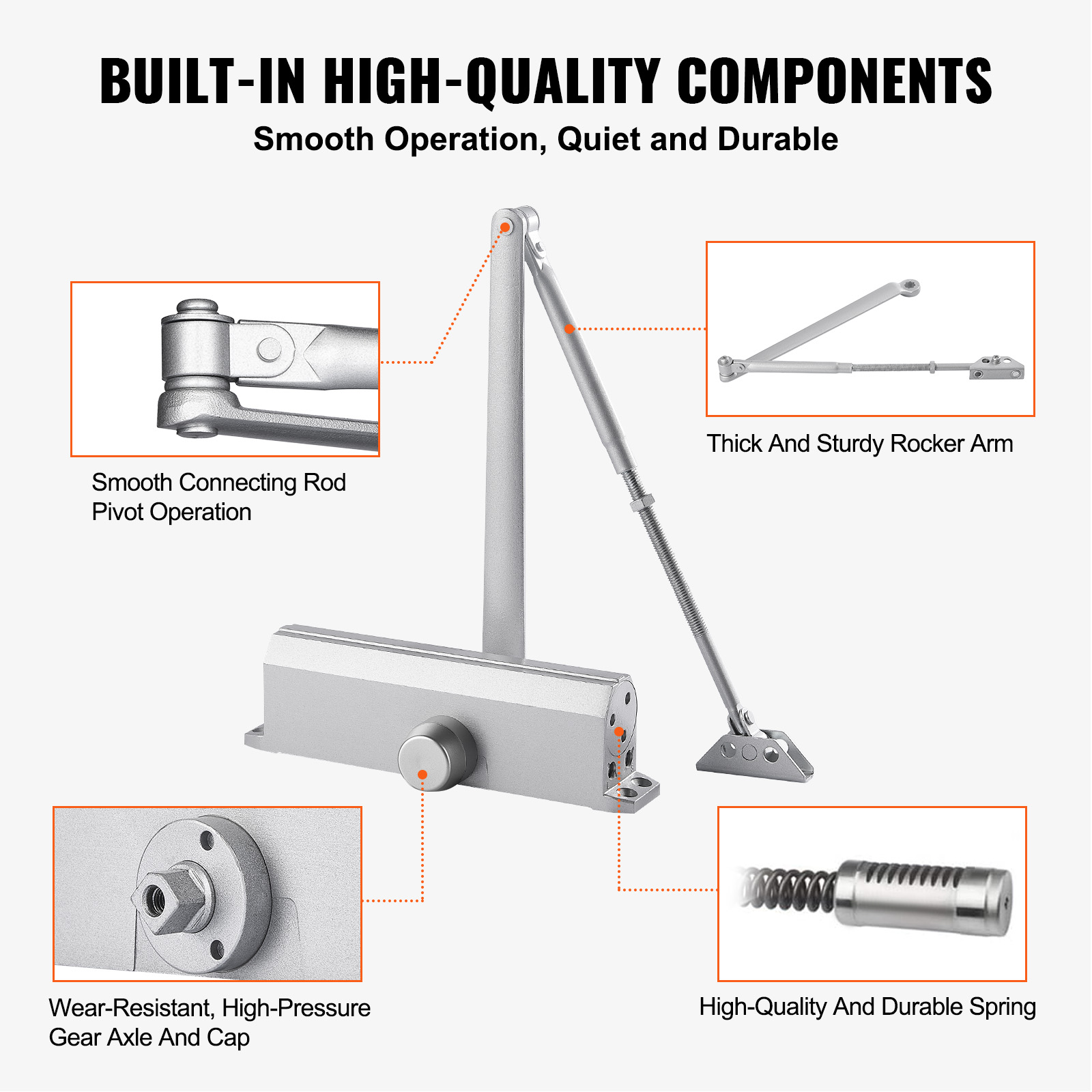 VEVOR 100-330lbs Commercial Door Closer Heavy Duty Residential Hydraulic Auto - Picture 68 of 122