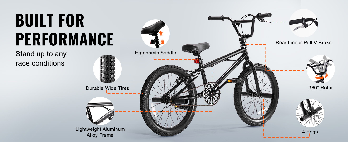 20-Inch BMX Bike Freestyle Bike Men Kid BMX Bicycle Aluminum Alloy