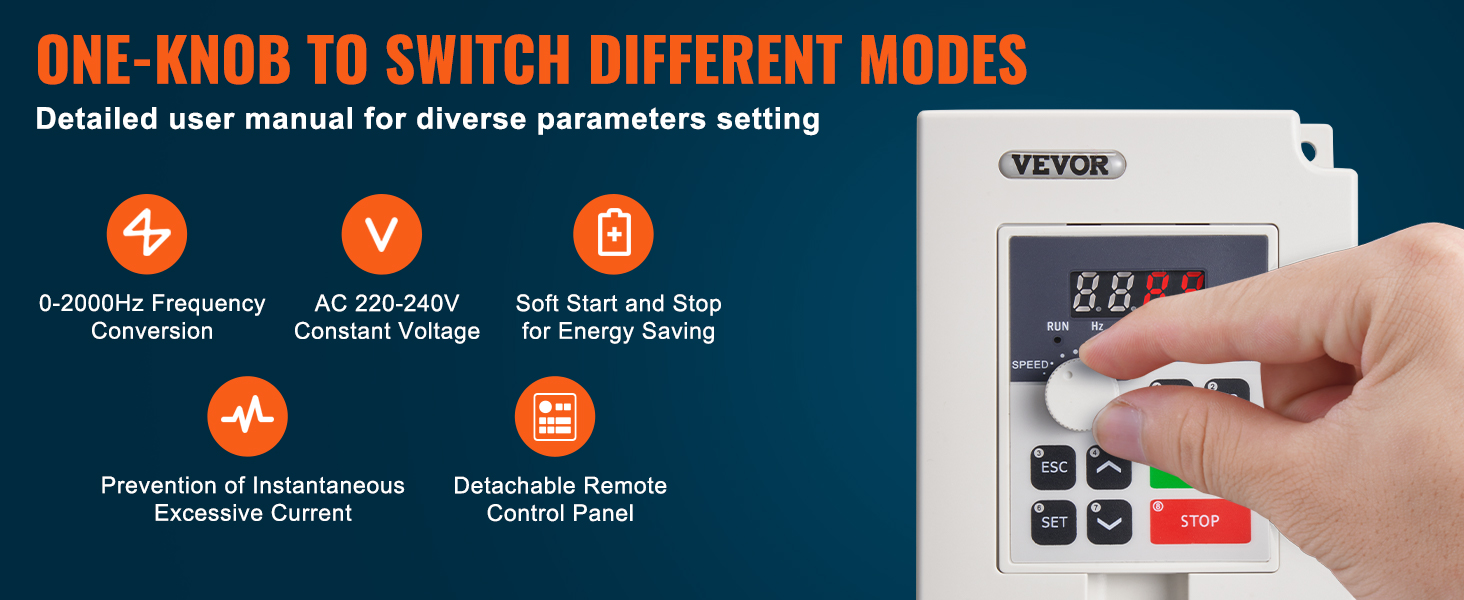 VEVOR VFD 4HP 3KW 14A 1 or 3 Phase AC 220V Input to 3 Phase AC 0~220V ...