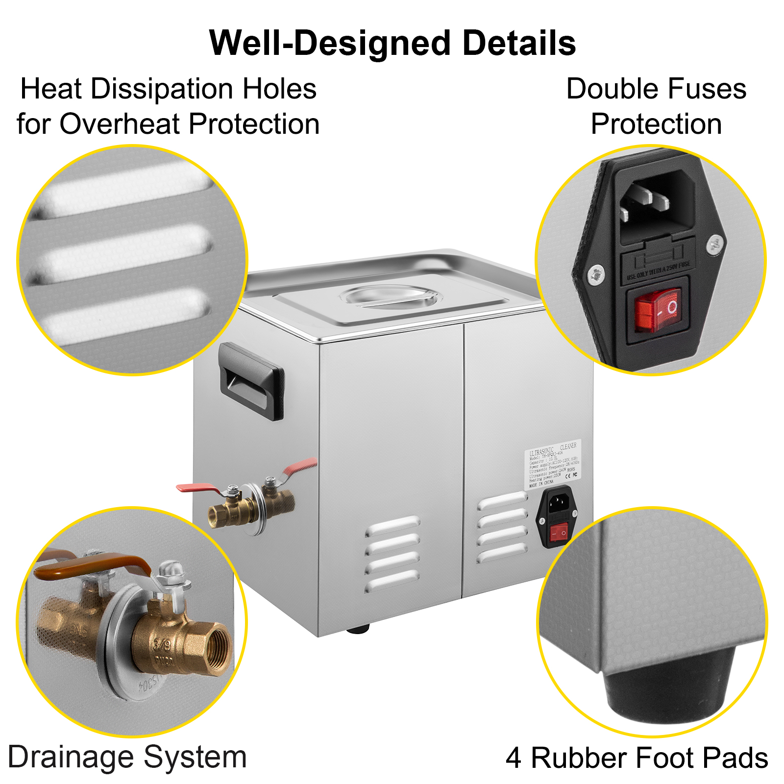 Nettoyeur à Ultrasons Numérique 1,3 L 50 W, Bac Ultrasons 40 KHz, Appareil De Nettoyage Ultrasonique Pro Avec Minuterie, Chauffage Et Panier, Pour Appareils Orthodontiques, Montres, Bijoux | FR