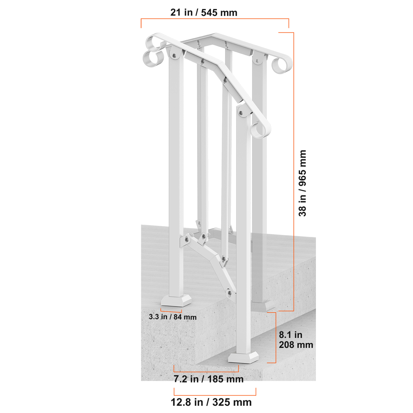VEVOR Handrails for Outdoor Steps, 1-2 Step Stair Hand Rail Kit ...