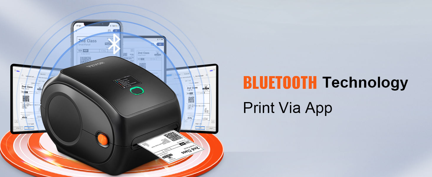 VEVOR Imprimante d'Étiquettes Thermique 4x6 USB/Bluetooth 300 dpi avec  Détection Auto des Étiquettes //UPS Prise Charge  Windows/Android/IOS