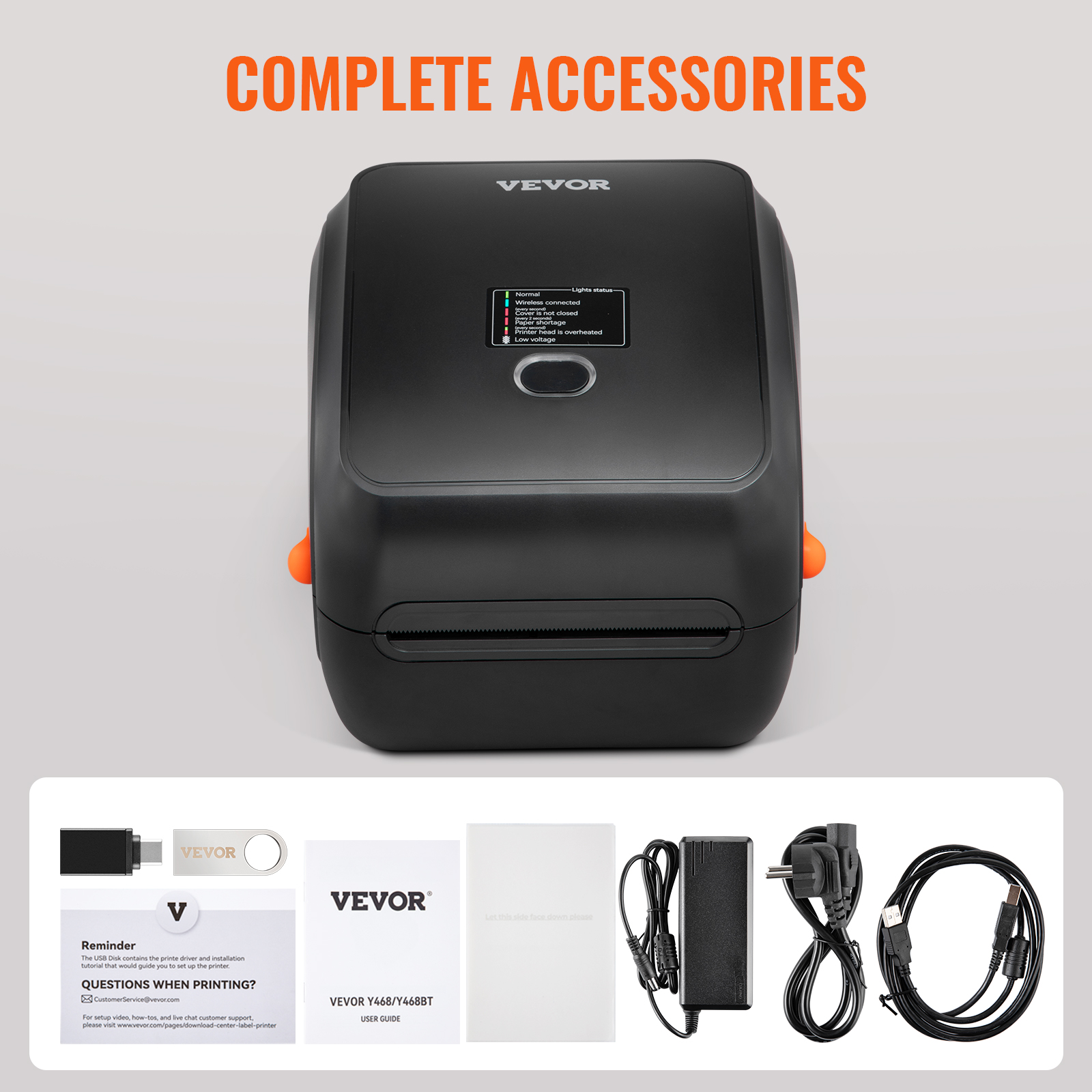 VEVOR Imprimante Étiquettes Thermique 4x6 300/203dpi Bluetooth/USB