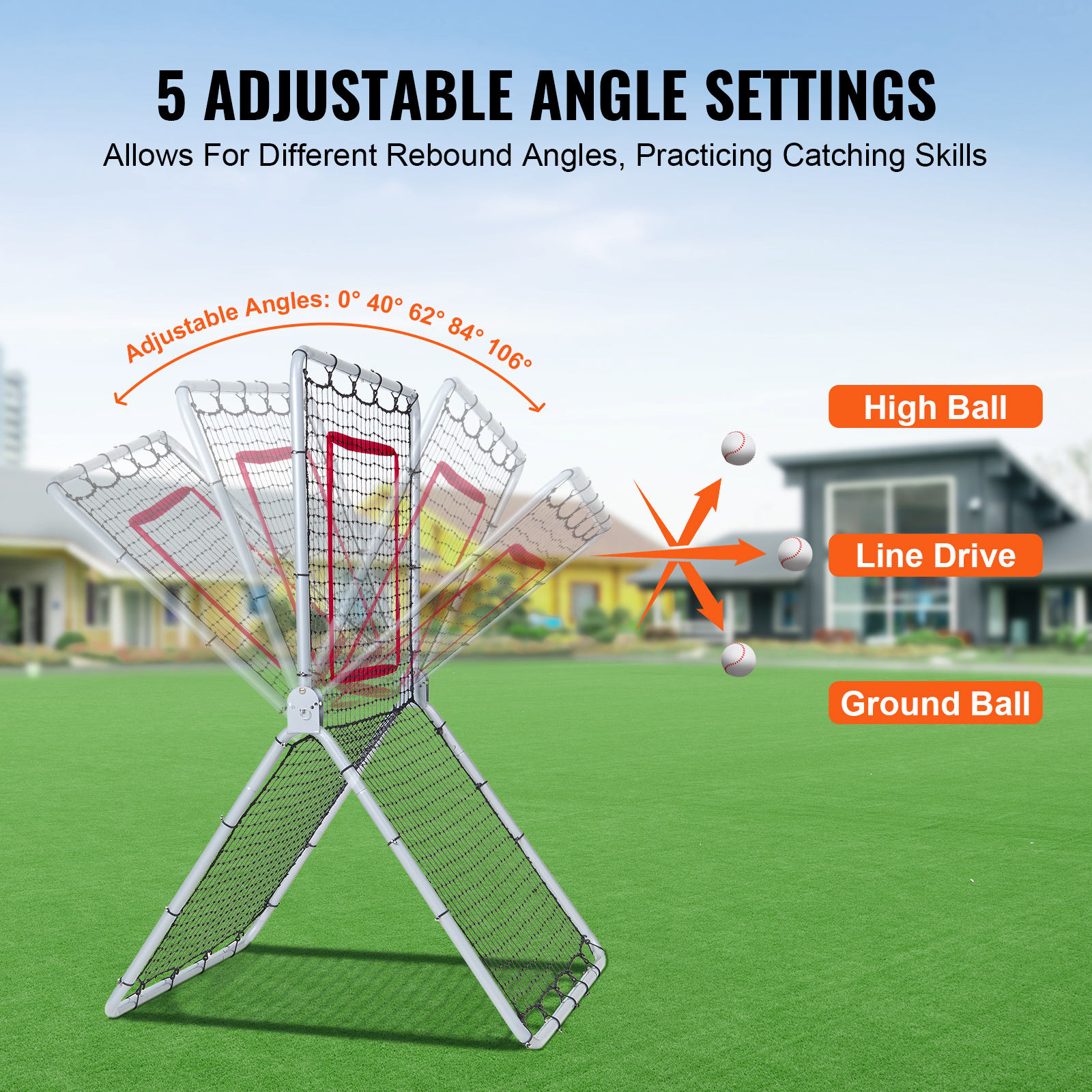 VEVOR Baseball And Softball Rebounder Net3x4.5-4x6ft PitchBack Adjustable Angles