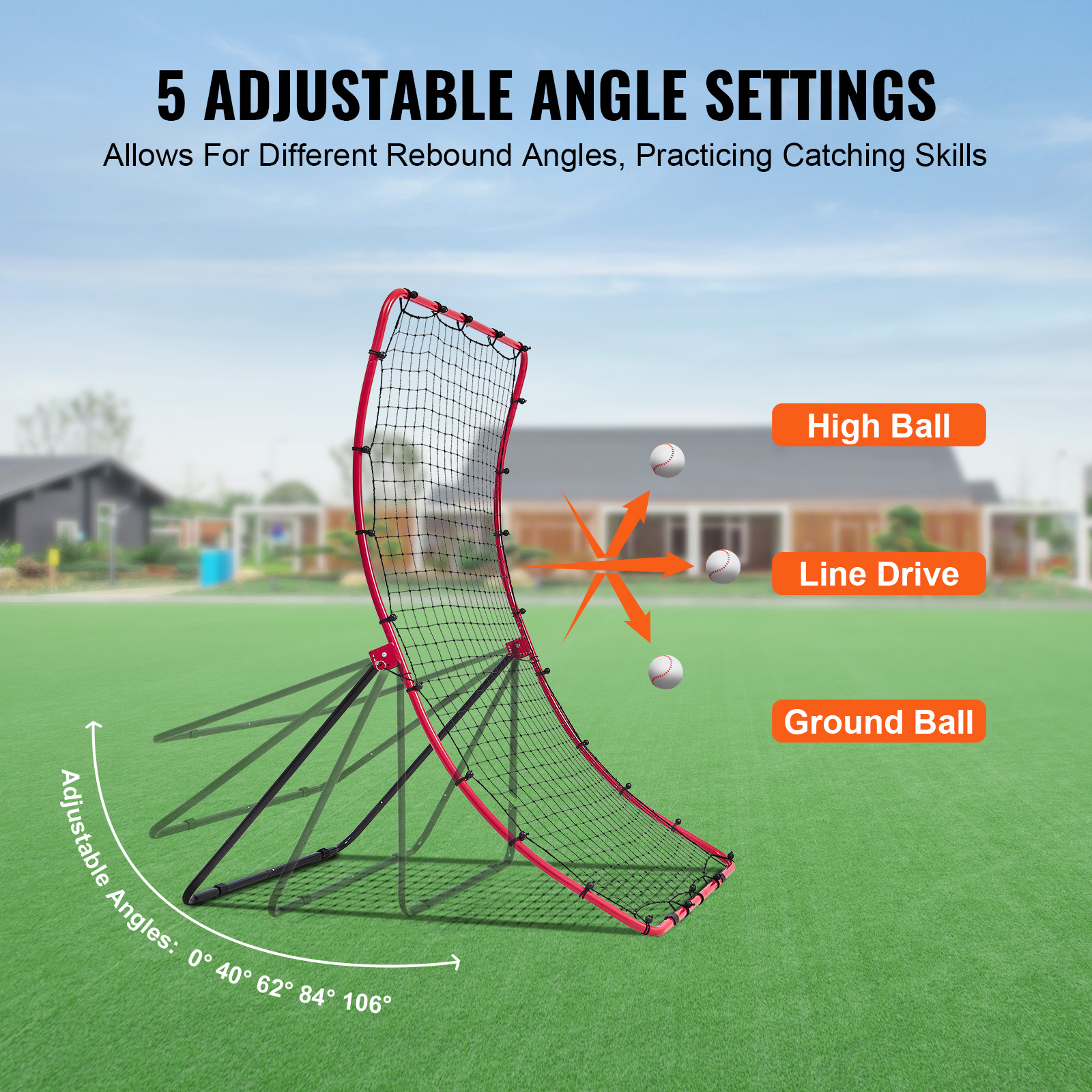 VEVOR Baseball And Softball Rebounder Net3x4.5-4x6ft PitchBack Adjustable Angles