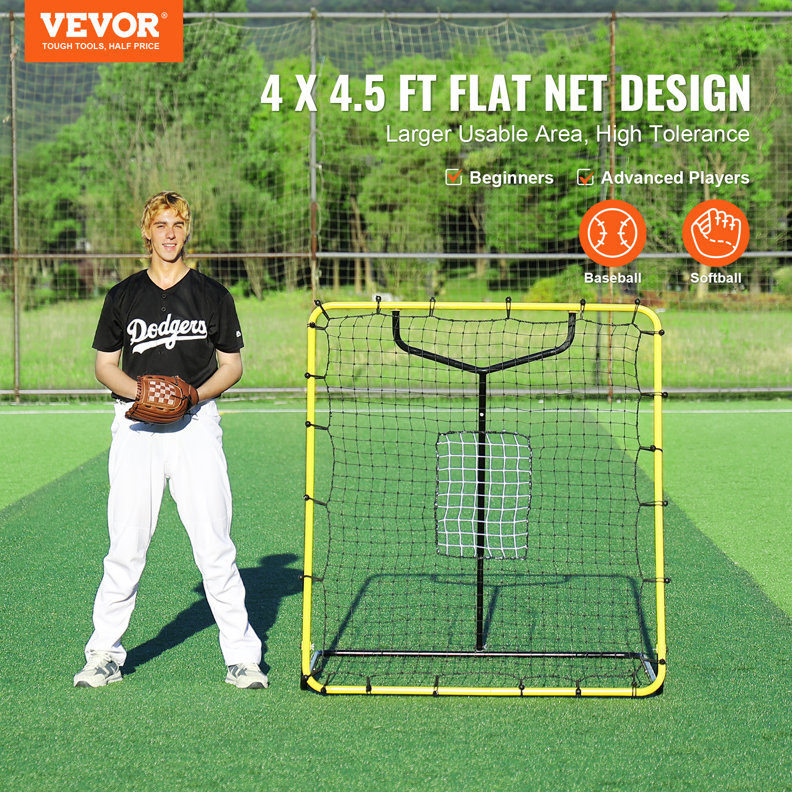 VEVOR Baseball And Softball Rebounder Net3x4.5-4x6ft PitchBack Adjustable Angles