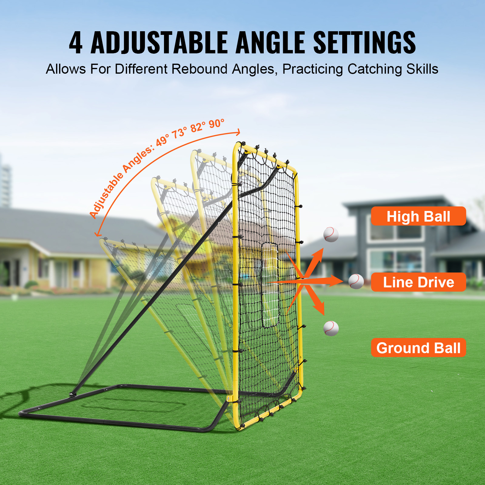 VEVOR Baseball And Softball Rebounder Net3x4.5-4x6ft PitchBack Adjustable Angles