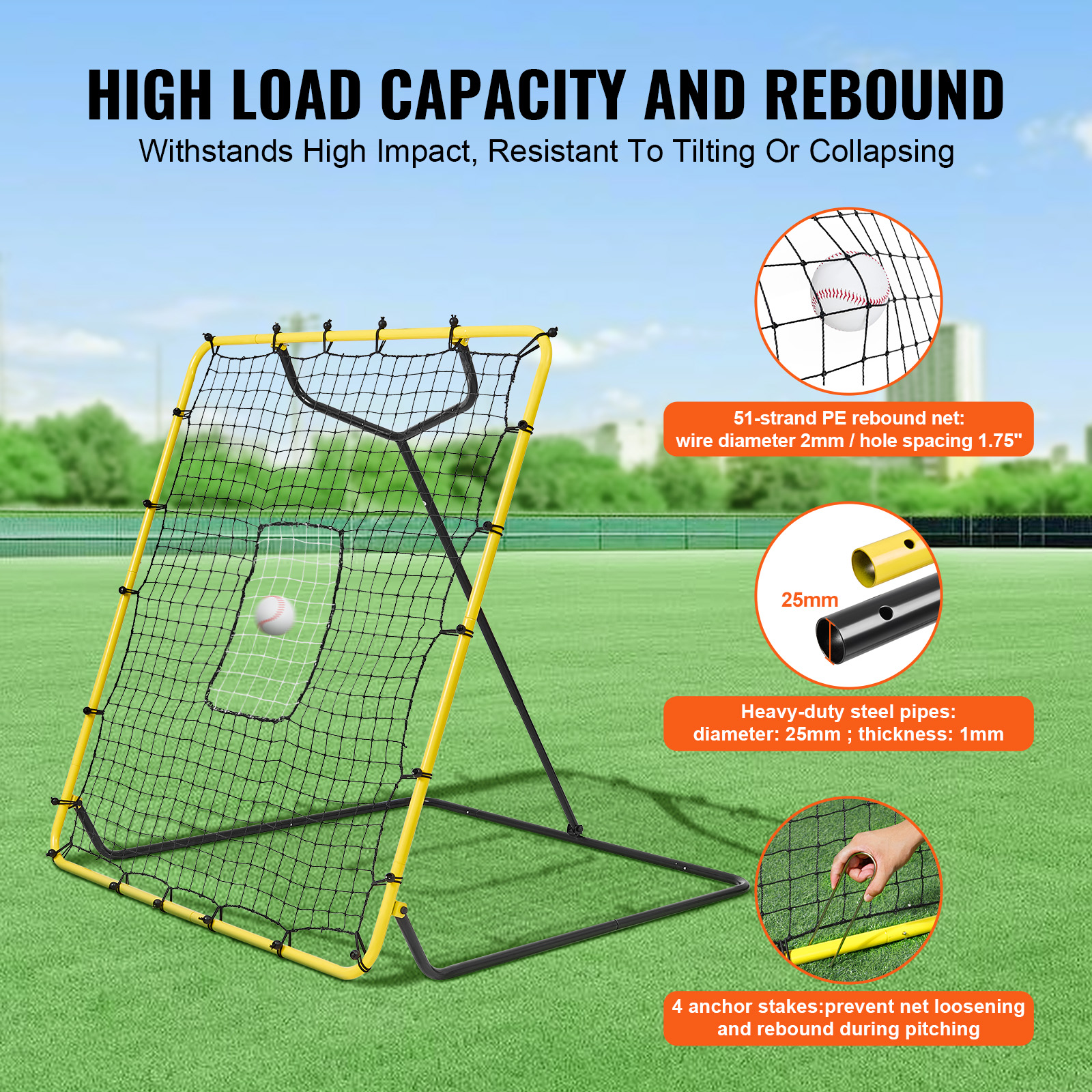 VEVOR Baseball And Softball Rebounder Net3x4.5-4x6ft PitchBack Adjustable Angles