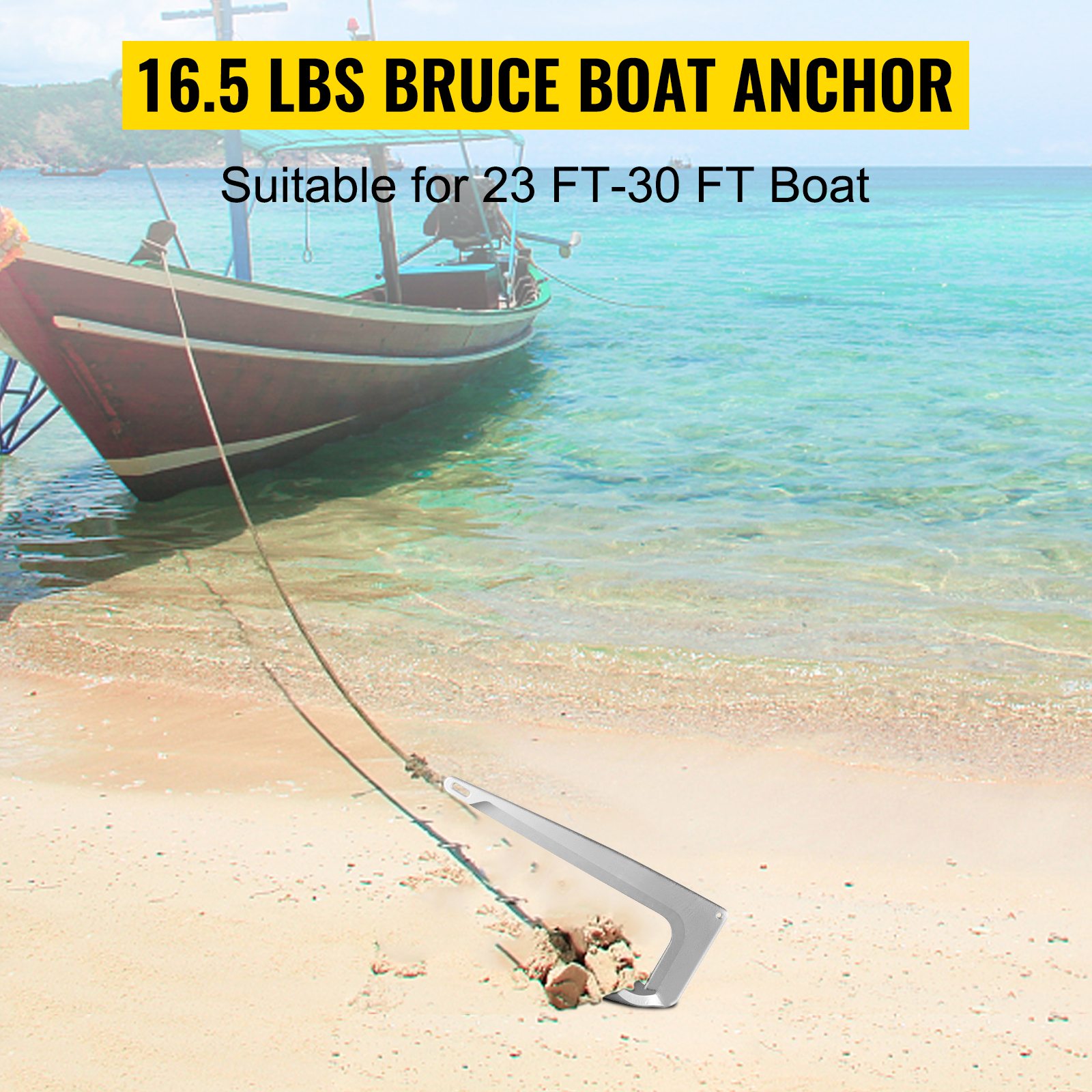 VEVOR Bruce Claw Anchor 16.5 lb Boat Anchor, Galvanized Steel Boat Anchor,  7.5 kg Marine Anchor