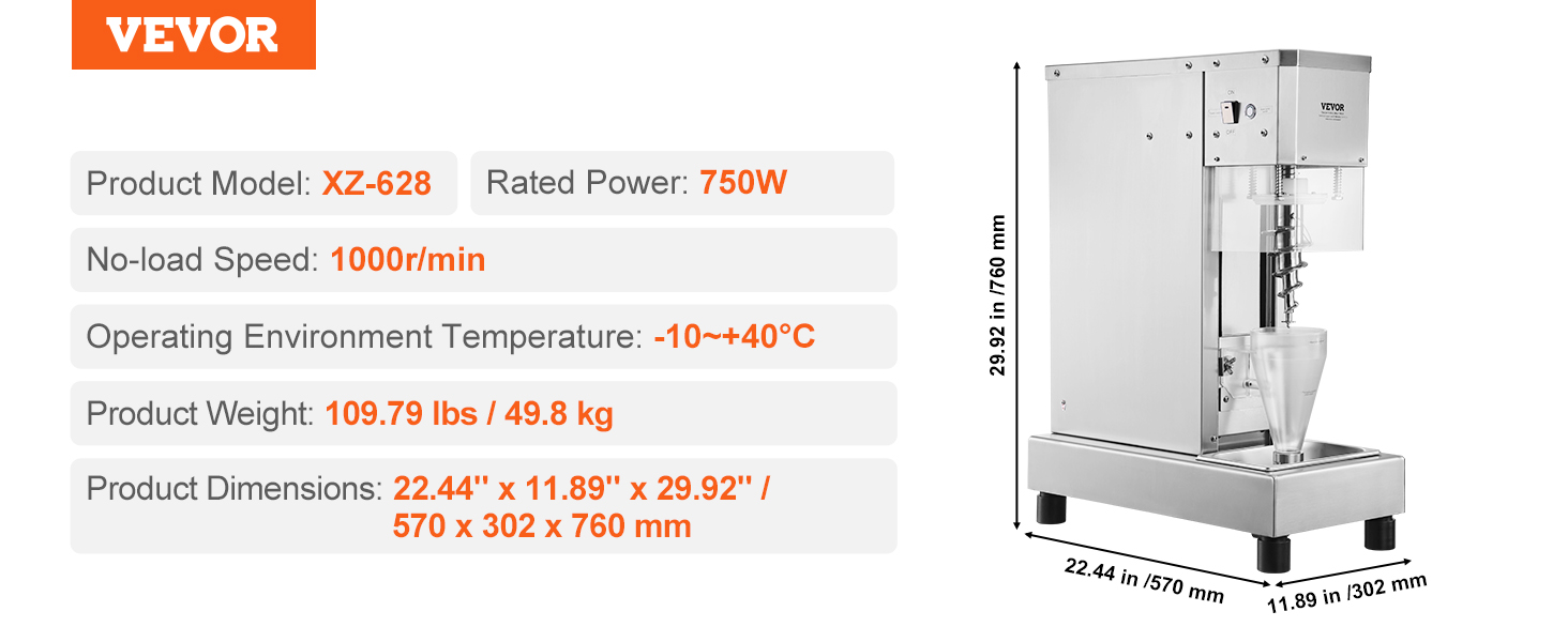 Ice cream blender,750W,304 stainless steel