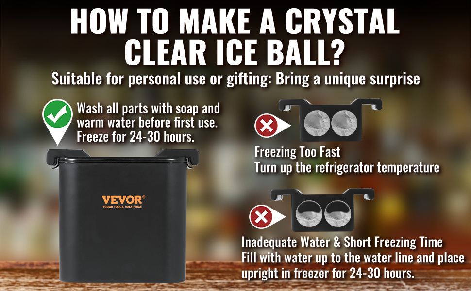 VEVOR Ice Cube Tray, Round Ice Ball Maker for Freezer, 2x33pcs & 1x104pcs  Ice Balls, Sphere