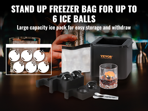 VEVOR Ice Ball Maker, Crystal Clear Ice Ball Maker 2.36inch Ice