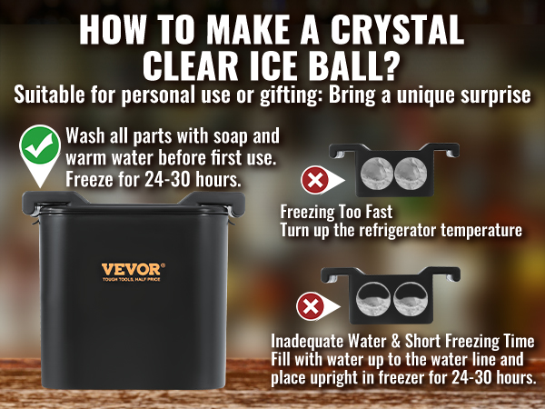 Crystal Clear Ice Ball Maker 4 Cavity Large Clear Ice Balls Form 2.36 Round  Ice