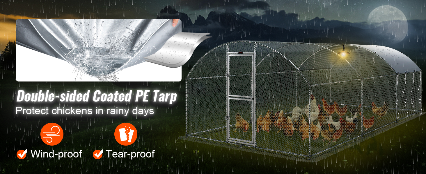 VEVOR Large Metal Chicken Coop Poultry Cage Duck Rabbit Walkin Dome Roof with Waterproof Cover for Farm Pet Yard Hen House