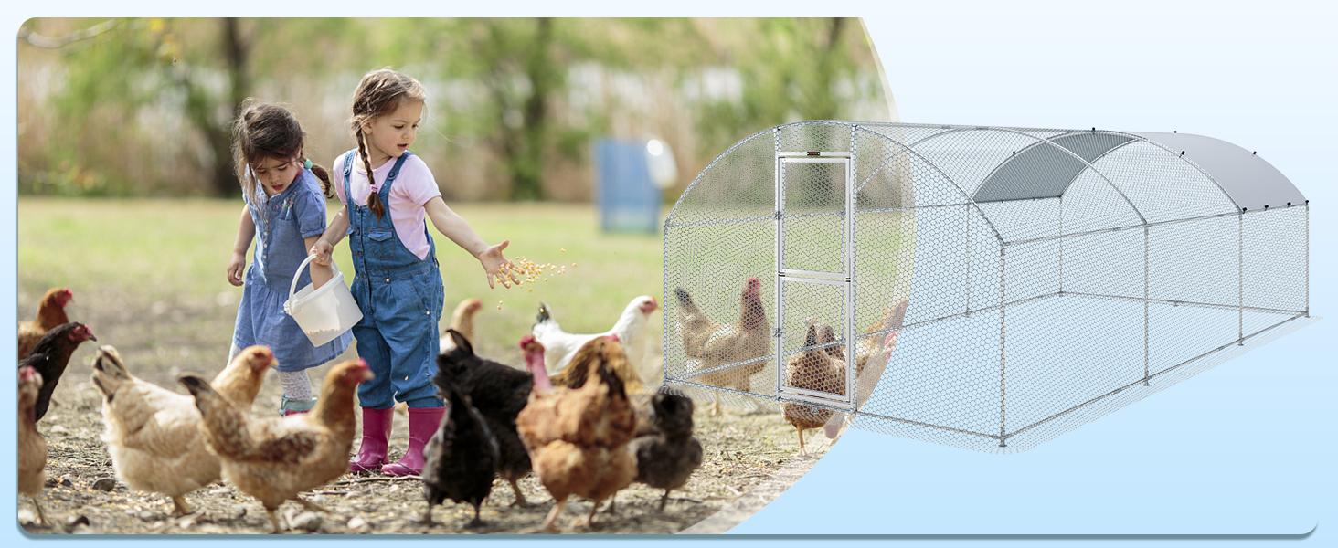 VEVOR Large Metal Chicken Coop Poultry Cage Duck Rabbit Walkin Dome Roof with Waterproof Cover for Farm Pet Yard Hen House