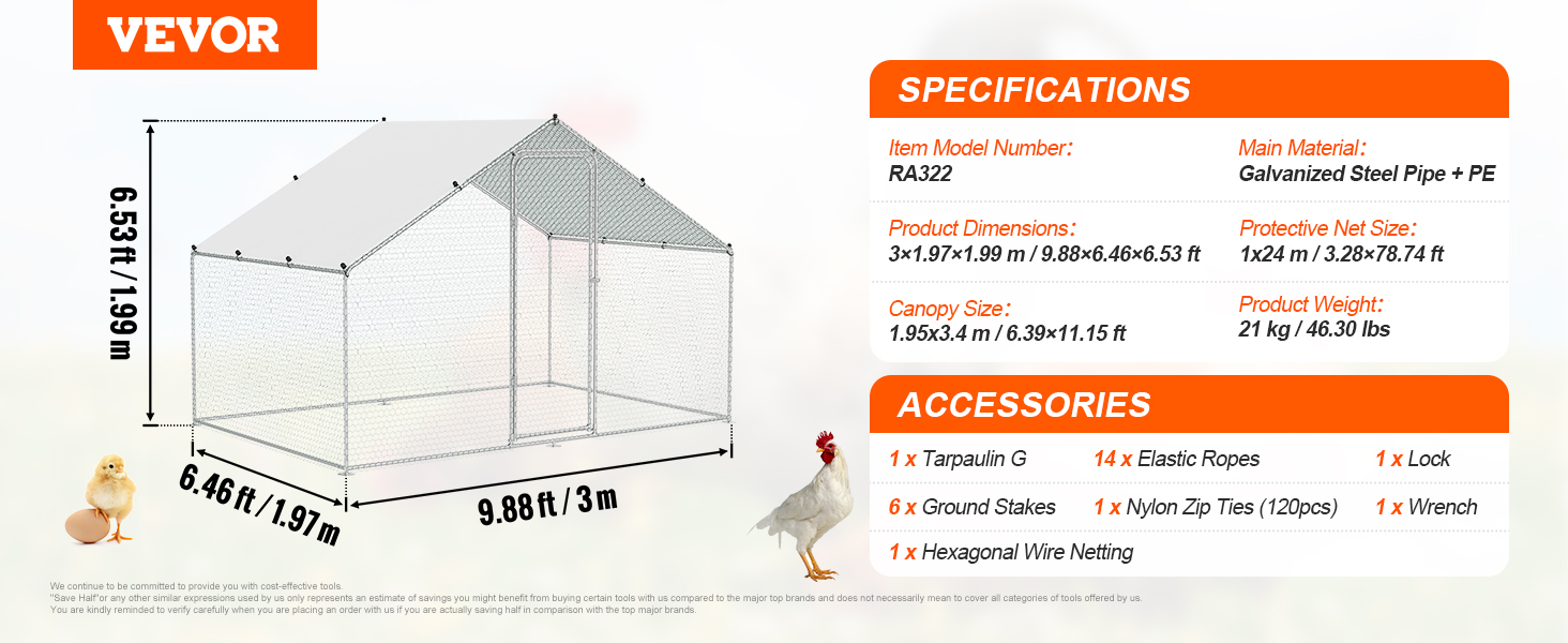 Chicken Coop, Metal, with Waterproof Cover