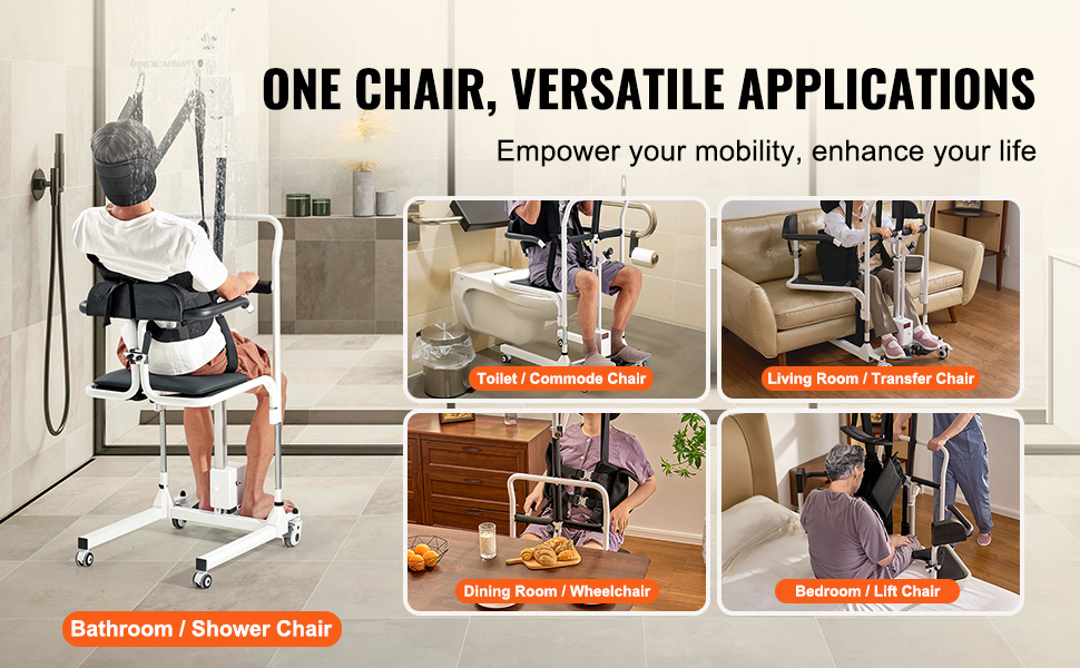 VEVOR Electric Patient Lift Transfer Chair Electric Lift Wheelchair ...