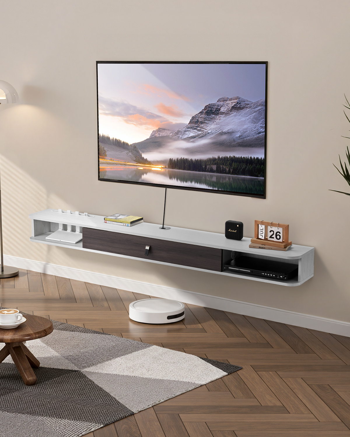 47-71 Inch Entertainment Center Power Outlet/adjustable Shel