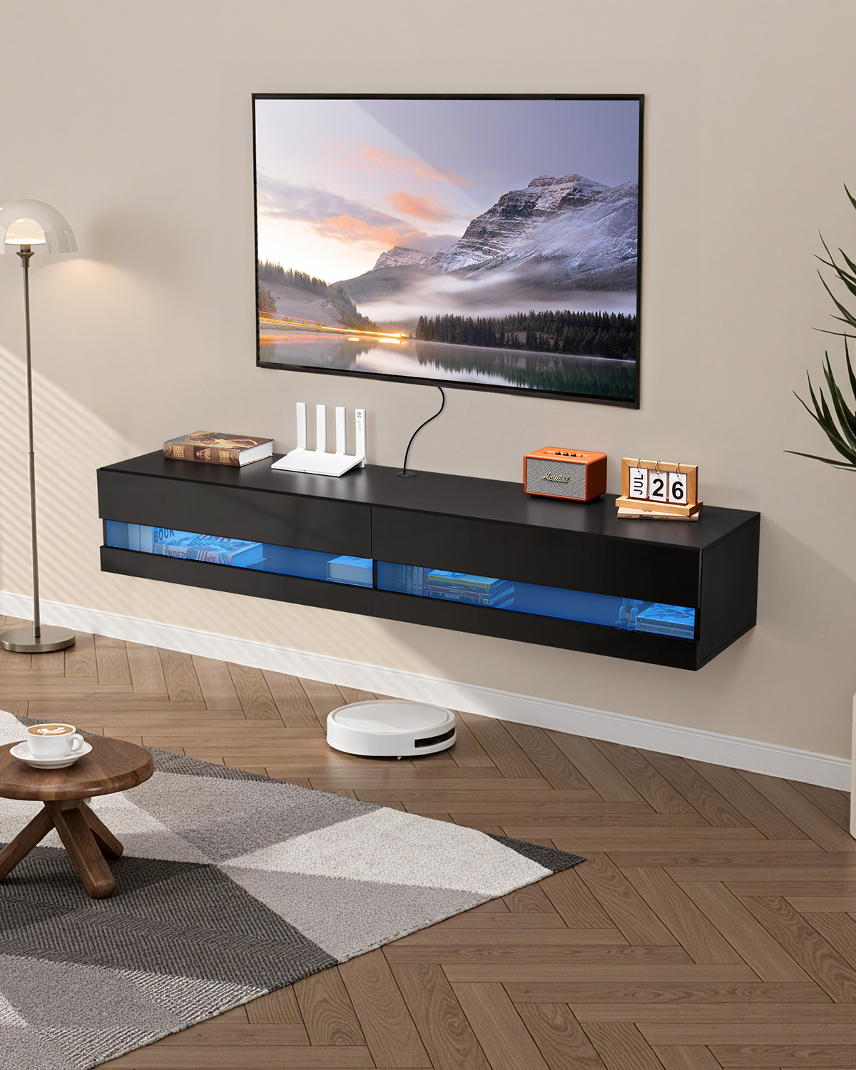 47-71 Inch Entertainment Center Power Outlet/adjustable Shel