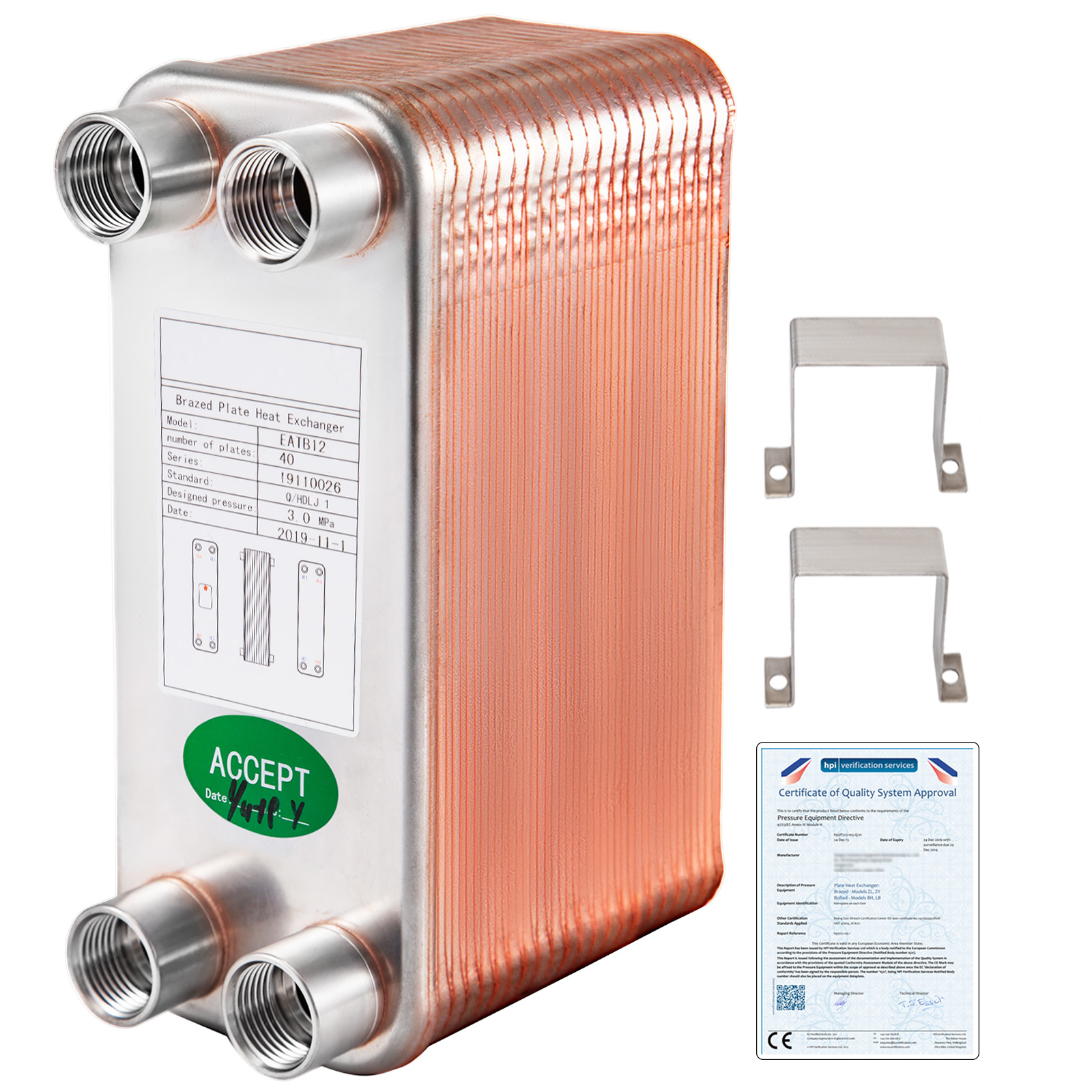 Heat Exchanger Brazed Plate Heat Exchanger 40 Plate Heat Exchanger For