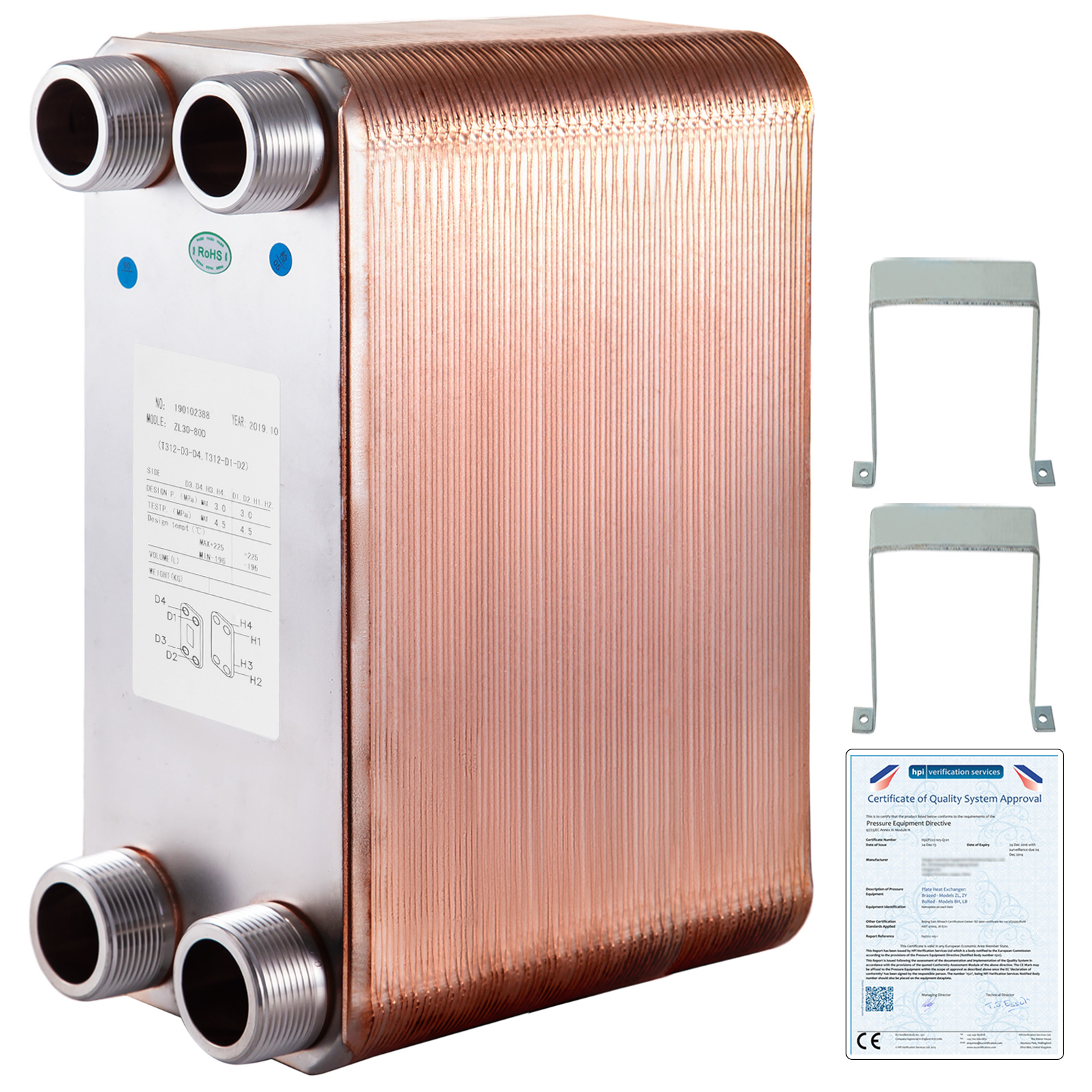 Heat Exchanger Brazed Plate Heat Exchanger 80 Plate Heat Exchanger For ...