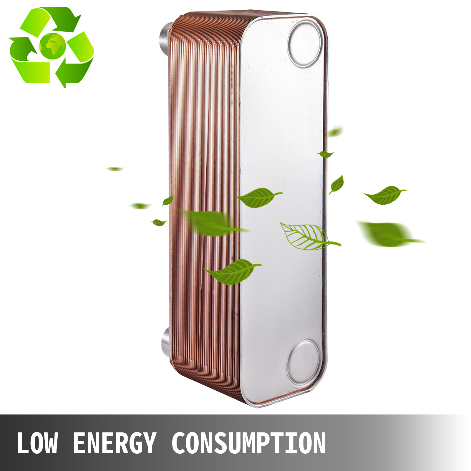 VEVOR 60 Plate Brazed Plate Heat Exchanger W/Hoop Flexibility Oil