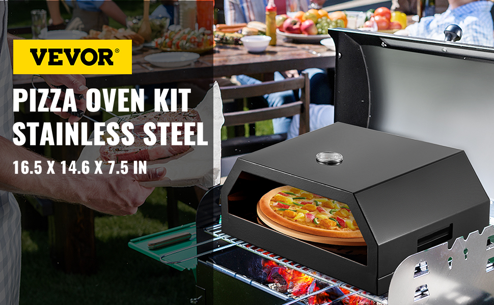 VEVOR Outdoor Pizza Oven Schwarz Stainless Steel Pizzaofen für den Außenbereich 