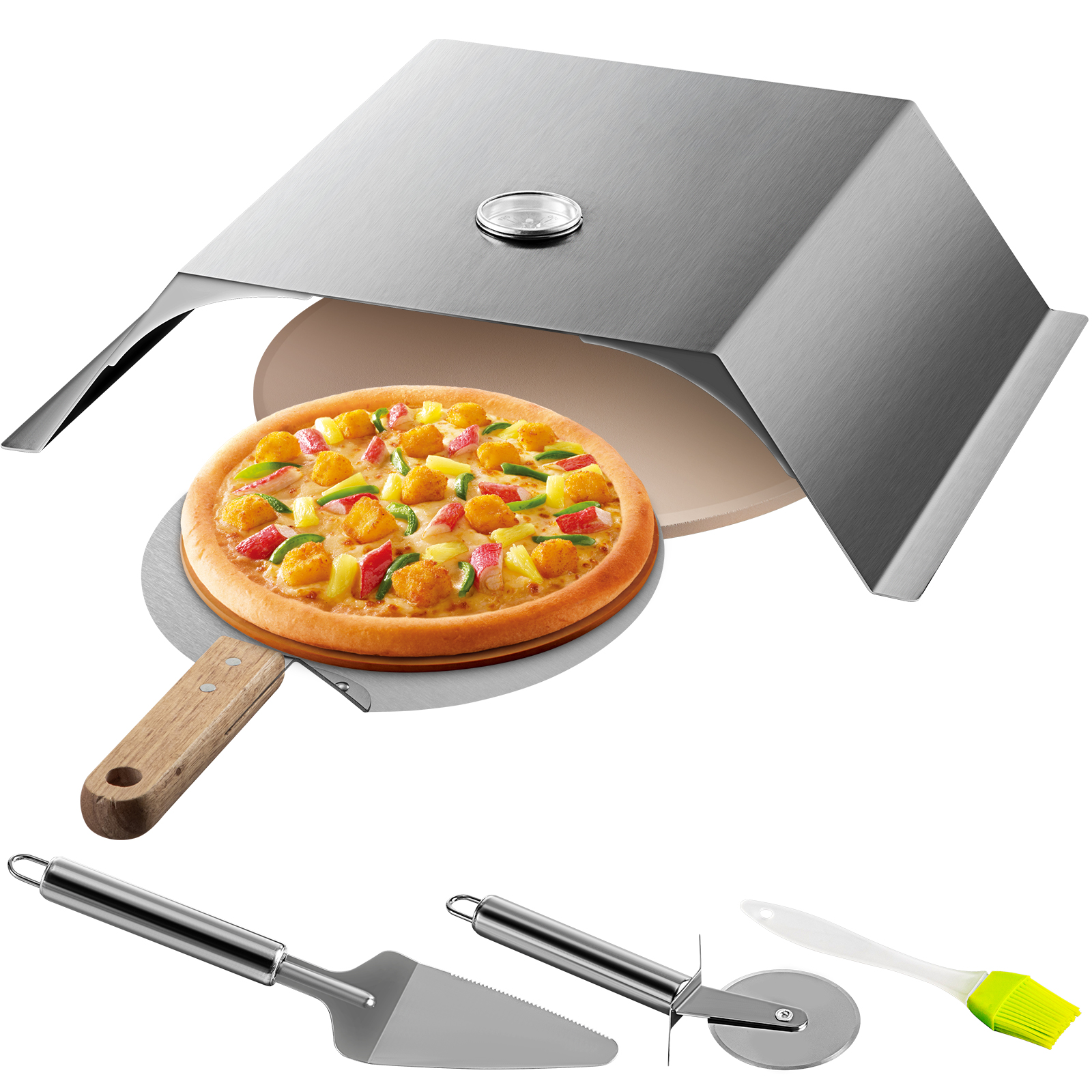 Pizzaofen-Kit, Edelstahl, Silber