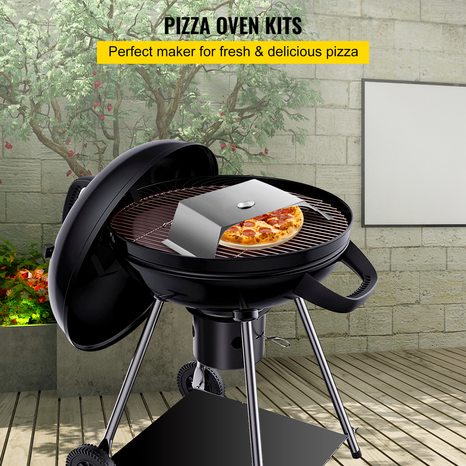 VEVOR Pizzaaufsatz Gasgrill Pizzahaube Pizzaofen Pizzastein Schaufel Edelstahl - Bild 2 von 12