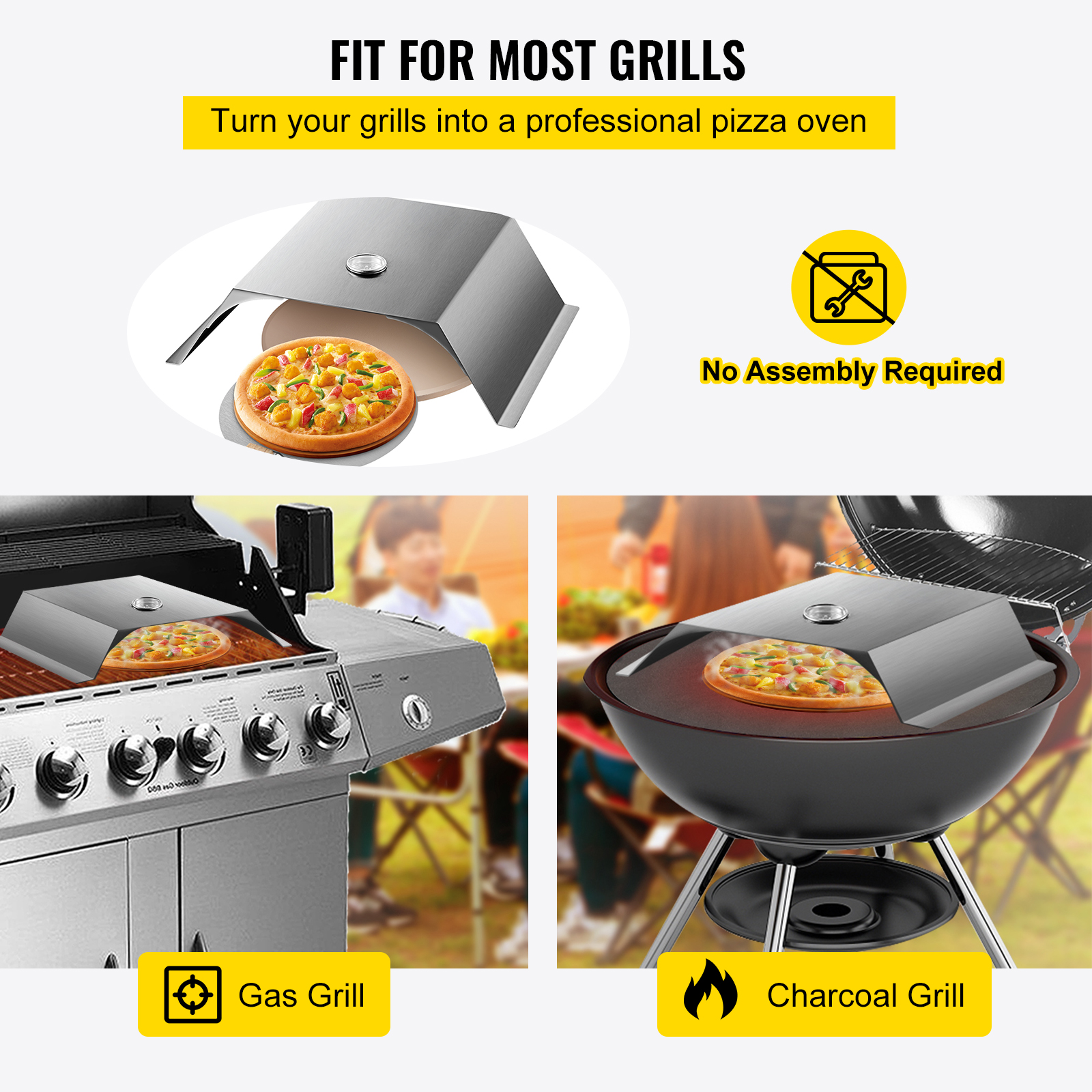 VEVOR Pizzaaufsatz Gasgrill Pizzahaube Pizzaofen Pizzastein Schaufel Edelstahl - Bild 3 von 12