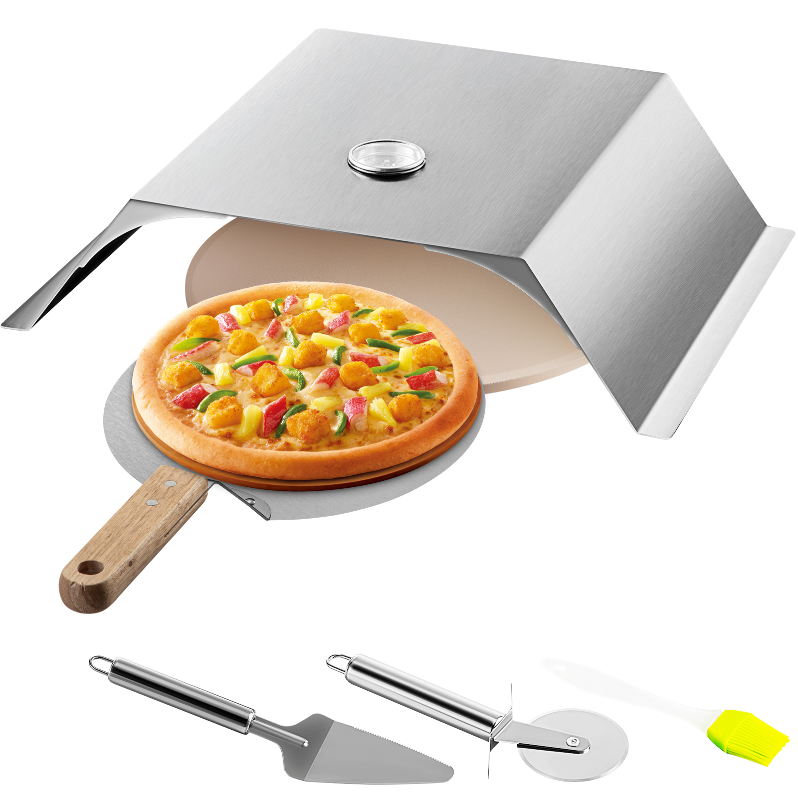 Plaque à pizza ronde en acier inoxydable, 26 cm, 2 pièces pour la cuisson  au four 
