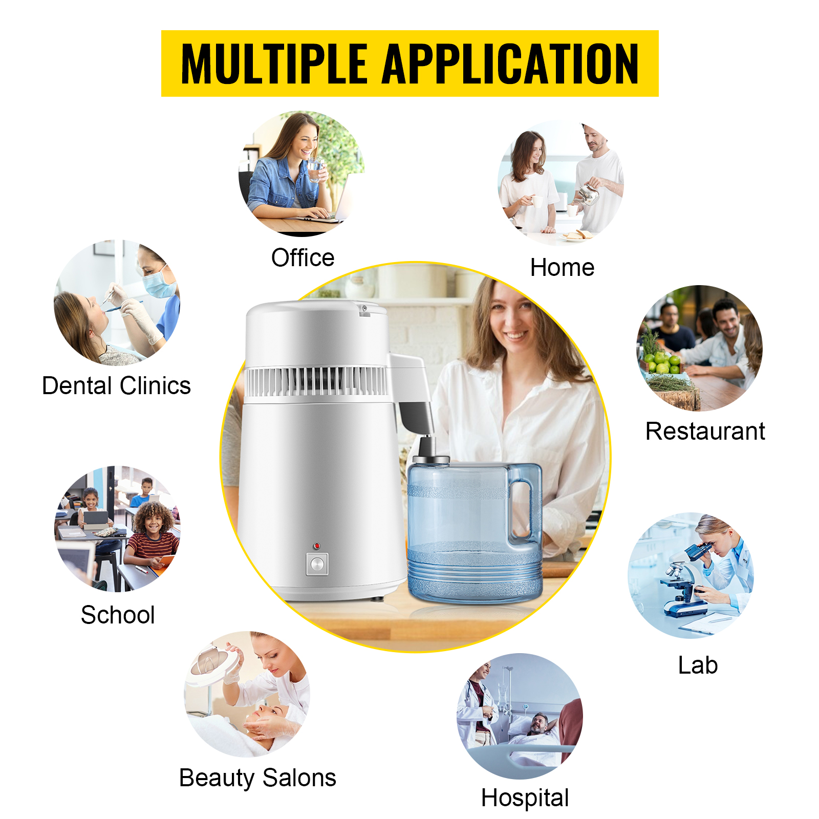 thumbnail image 2 of VEVOR 4L Stainless Steel Pure Water Distiller - For Dental & Medical Use - 840281554508 2 of 6