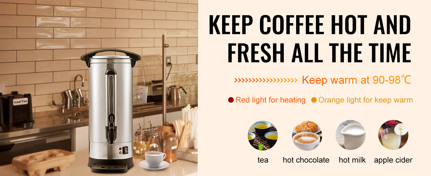 Commercial Coffee Urn 110 Cup Stainless Steel Coffee Dispenser Fast Brew  4L