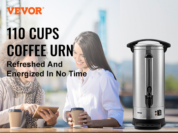 VEVOR 50 Cups Commercial Coffee Urn Stainless Steel Large Coffee Dispenser  1000W Electric Coffee Maker Urn For Quick Brewing