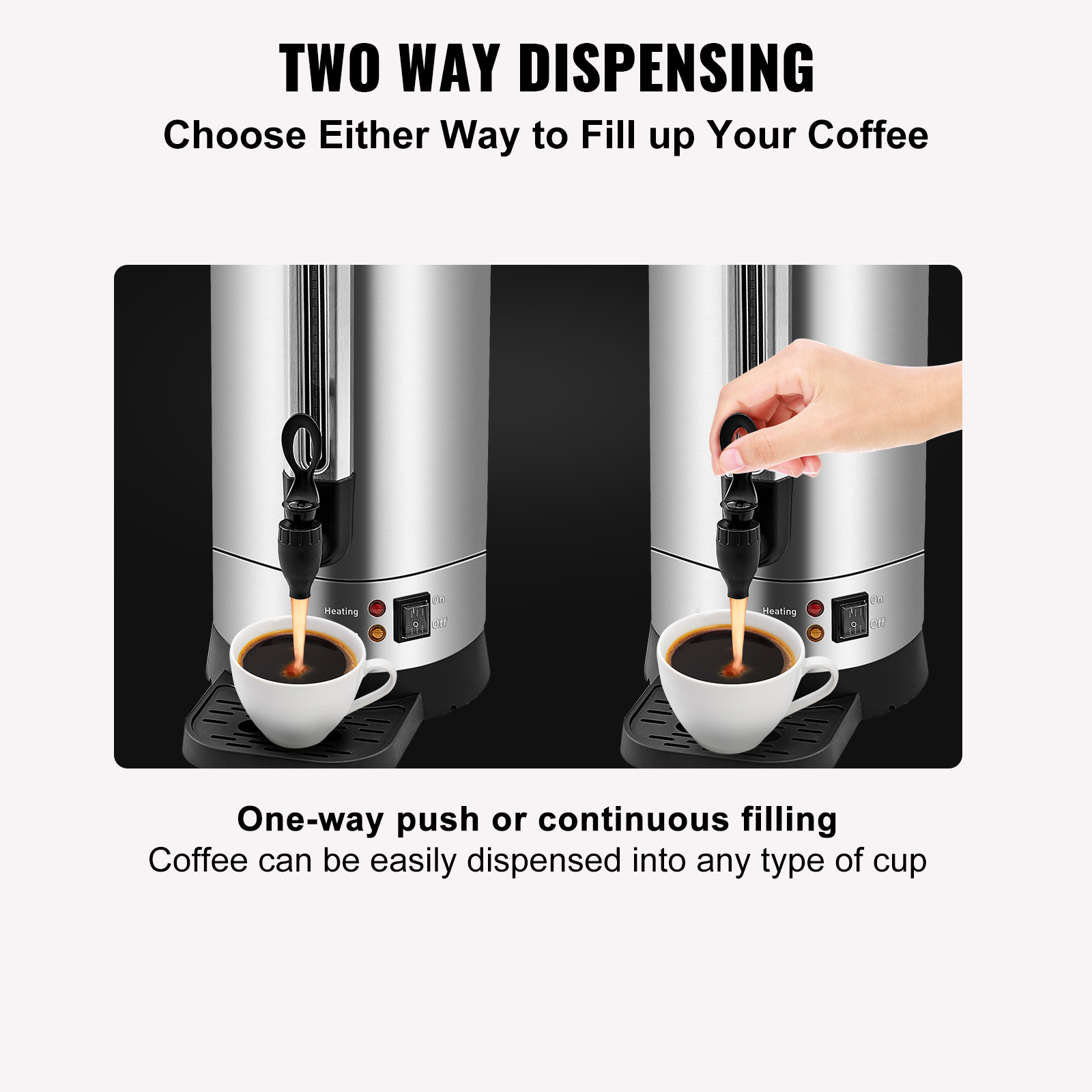 50-Cup Commercial Stainless Steel Coffee Urn - Fast Brew Large Capacity  Dispenser