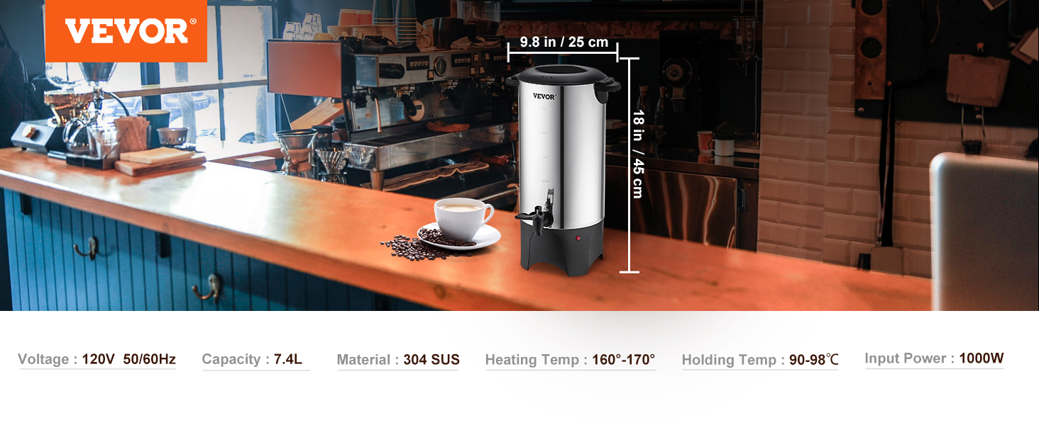Percolateur à café en acier inoxydable 65 tasses
