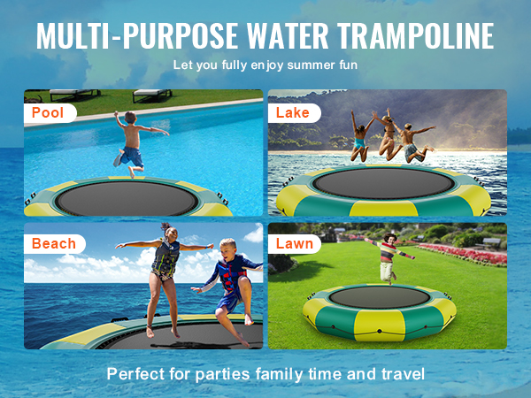 VEVOR Inflatable Water Bouncer, 12ft Recreational Water Trampoline ...