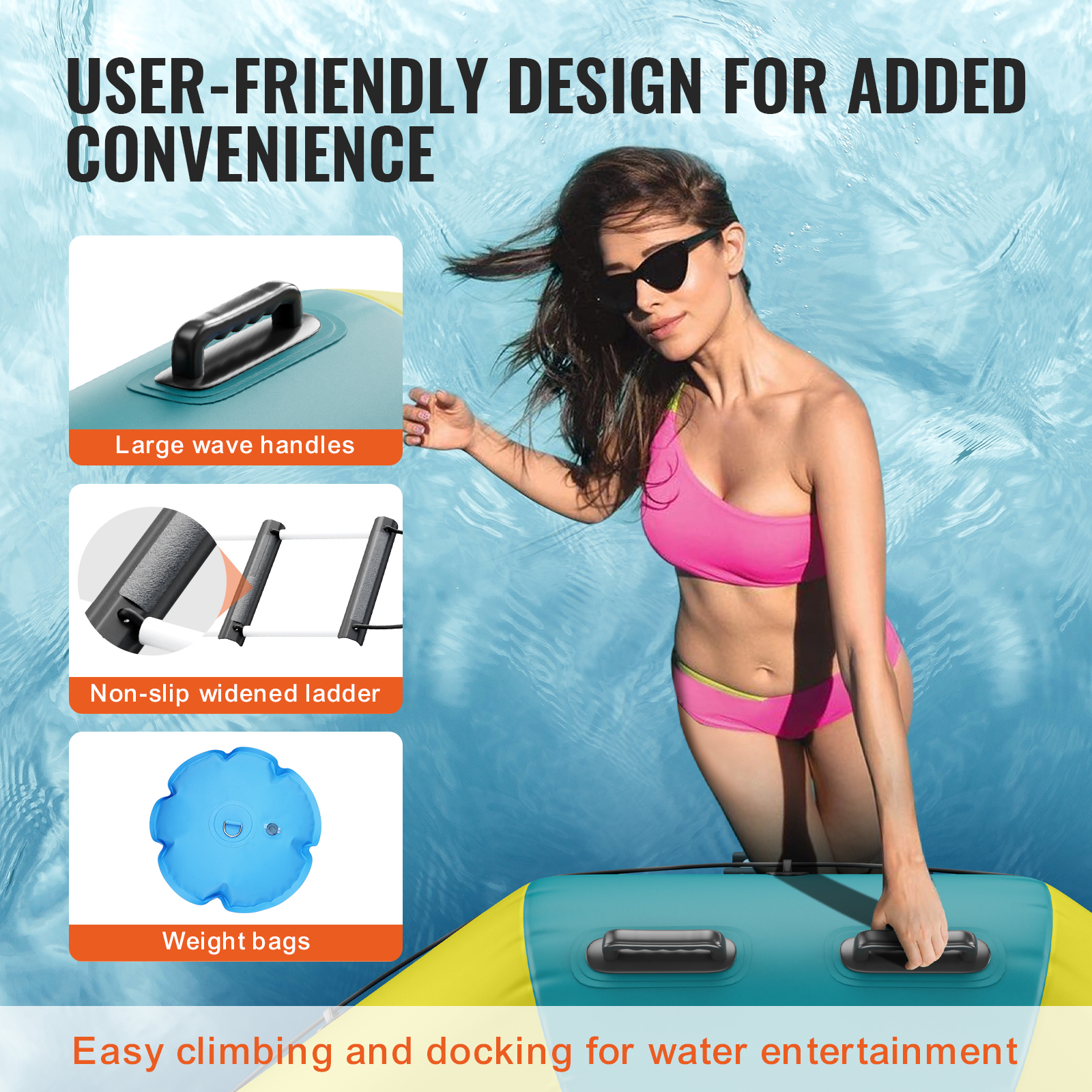 VEVOR 6.5/10/12/13/15/17ft Inflatable Water Trampoline Swim Platform Bounce - Picture 115 of 158