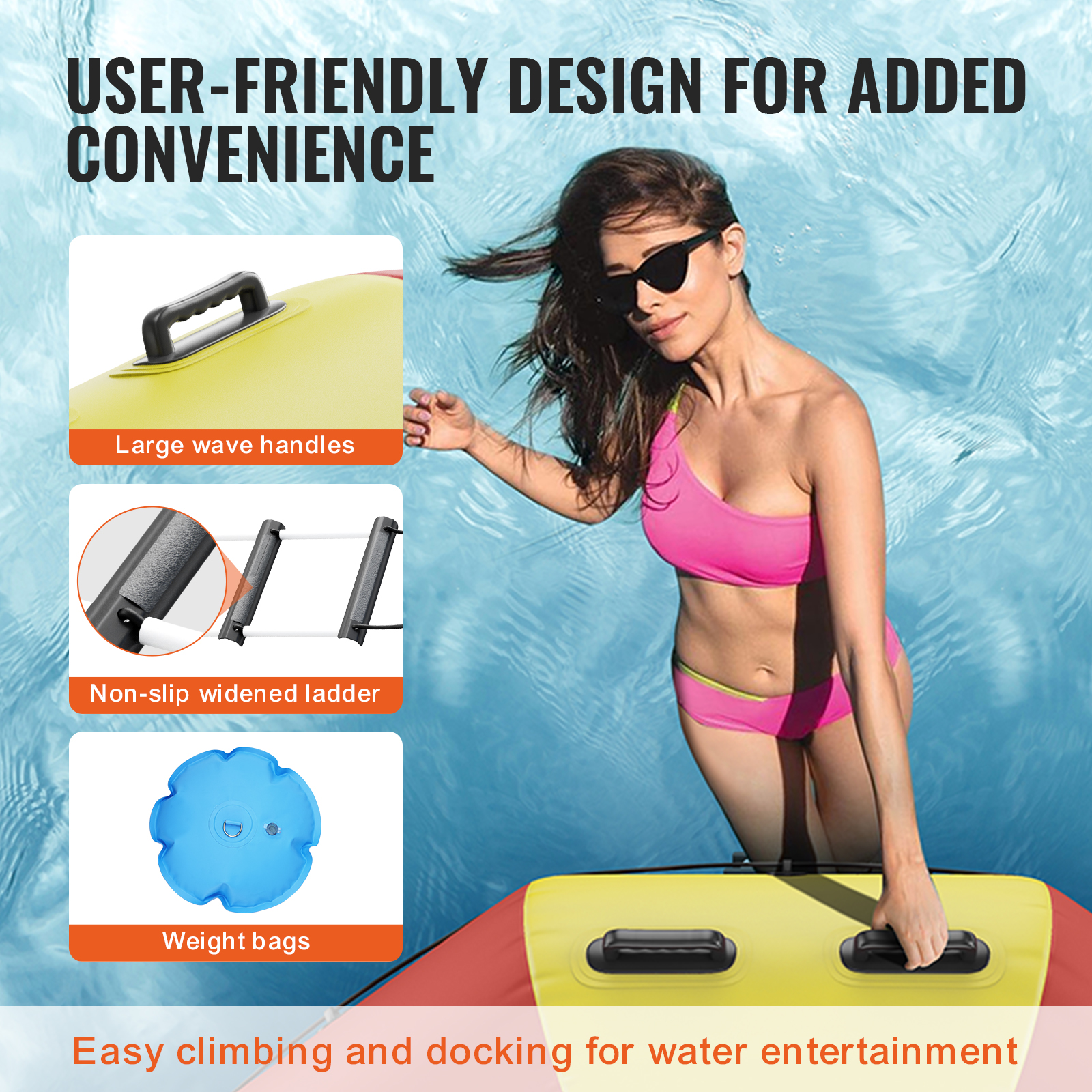 VEVOR 6.5/10/12/13/15/17ft Inflatable Water Trampoline Swim Platform Bounce - Picture 127 of 158