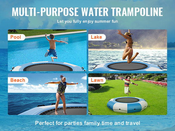 VEVOR Inflatable Water Bouncer, 10ft Recreational Water Trampoline ...