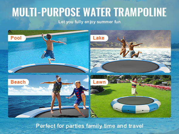 VEVOR Inflatable Water Bouncer, 15ft Recreational Water Trampoline ...