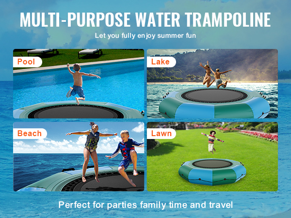 VEVOR Inflatable Water Bouncer, 10ft Recreational Water Trampoline ...