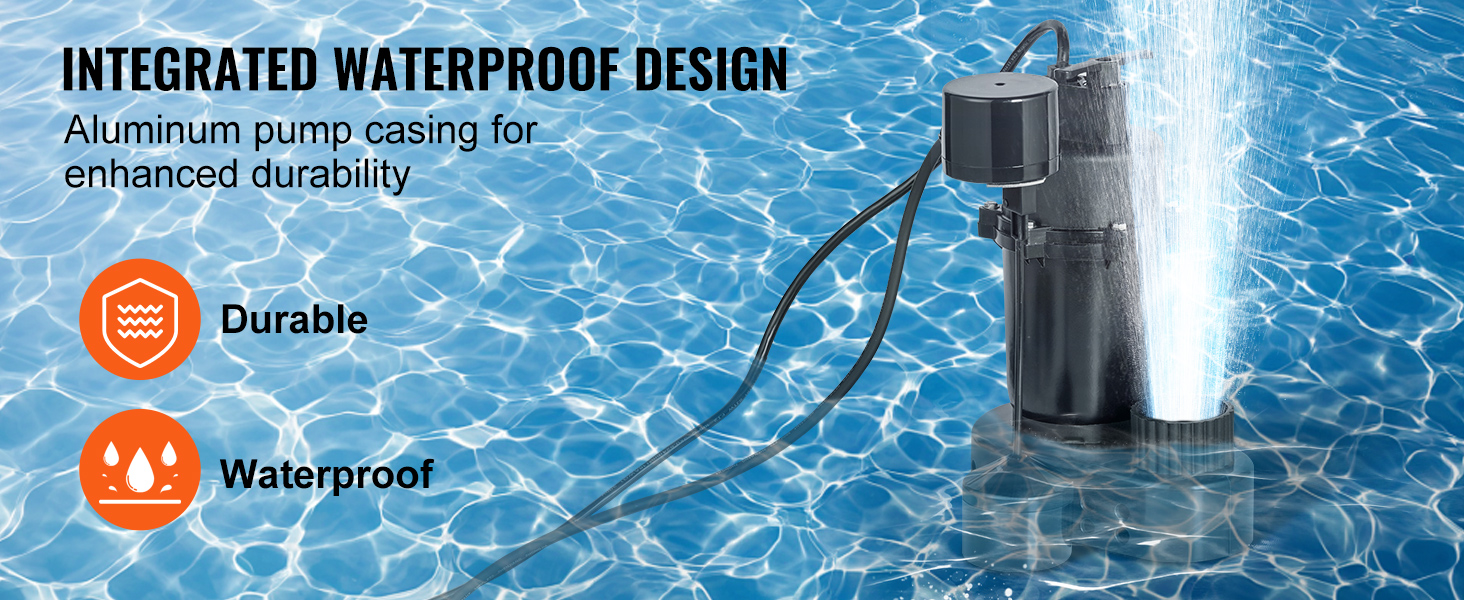 VEVOR Utility Sink Pump, 1/2 HP, 120Volt, 3500 GPH Flow, 28 ft Head