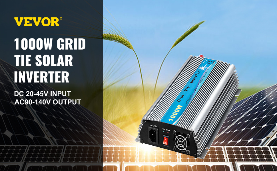 VEVOR Grid Tie Solar Inverter, 1000W MPPT Power Inverter, 50/60 Hz Solar  Grid Tie System,